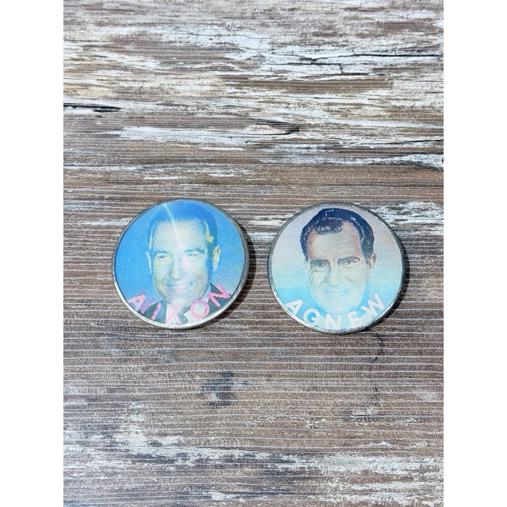2 RICHARD NIXON SPIRO AGNEW Lenticular Presidential Campaign PINBACK Button